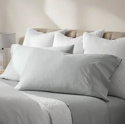 Percale Hemmed Sheet Set in Shore