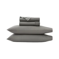 Percale Hemmed Sheet Set in Stone