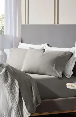 Percale Hemmed Sheet Set in Stone