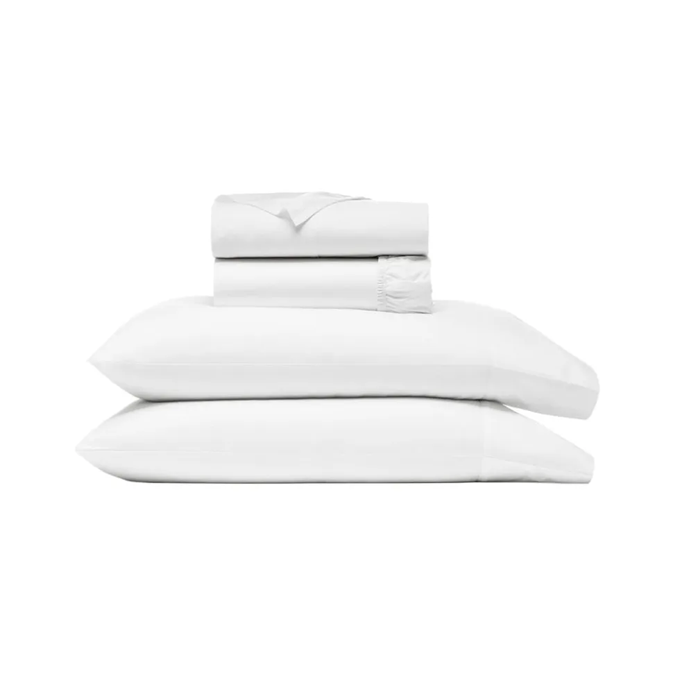 Percale Hemmed Sheet Set in White