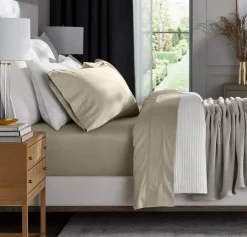Percale Hemmed Sheet Set in Oak