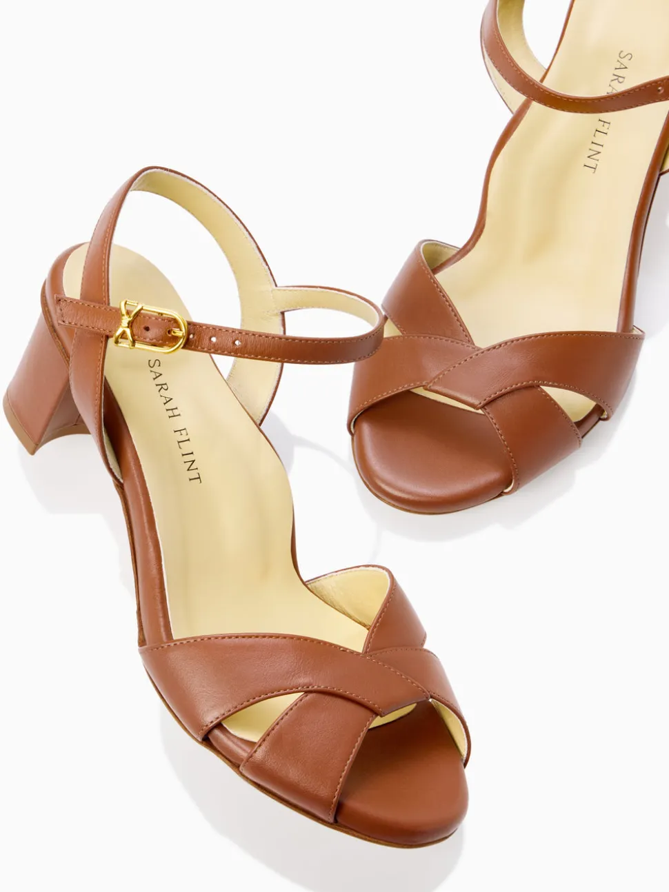 Perfect Crossover Sandal 50 in Congnac Calf