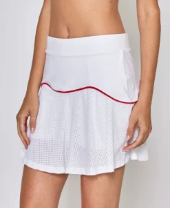 Performance Team Skort in White with Red Trim
