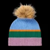 Periwinkle Party Striped Cashmere Pom Beanie