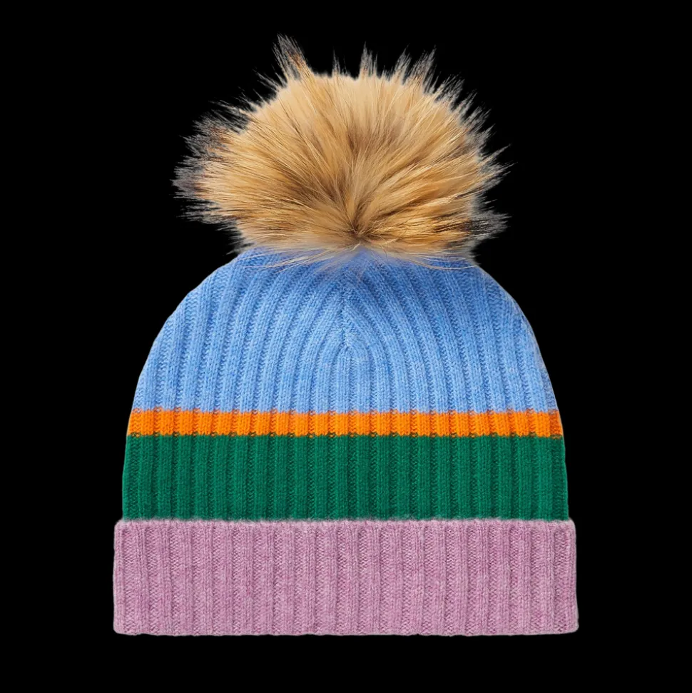 Periwinkle Party Striped Cashmere Pom Beanie