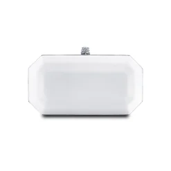 Perry Clutch in Pegasus White IDRO Treated Satin