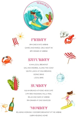 Personalized Bachelorette Itinerary Card