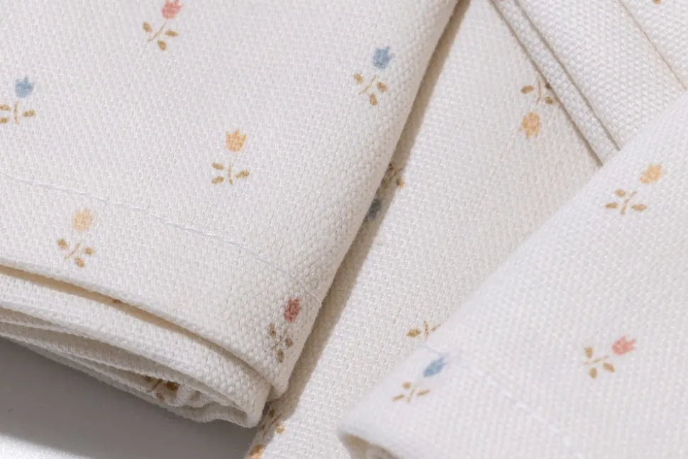 Petite Flower Garden Napkins in White, Set of 4