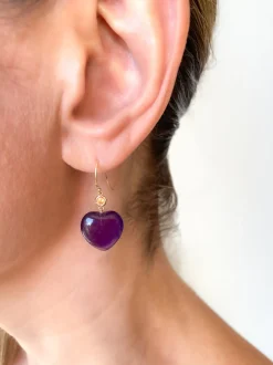 Petits Coeurs Amethyst & Sapphire Gold Earrings