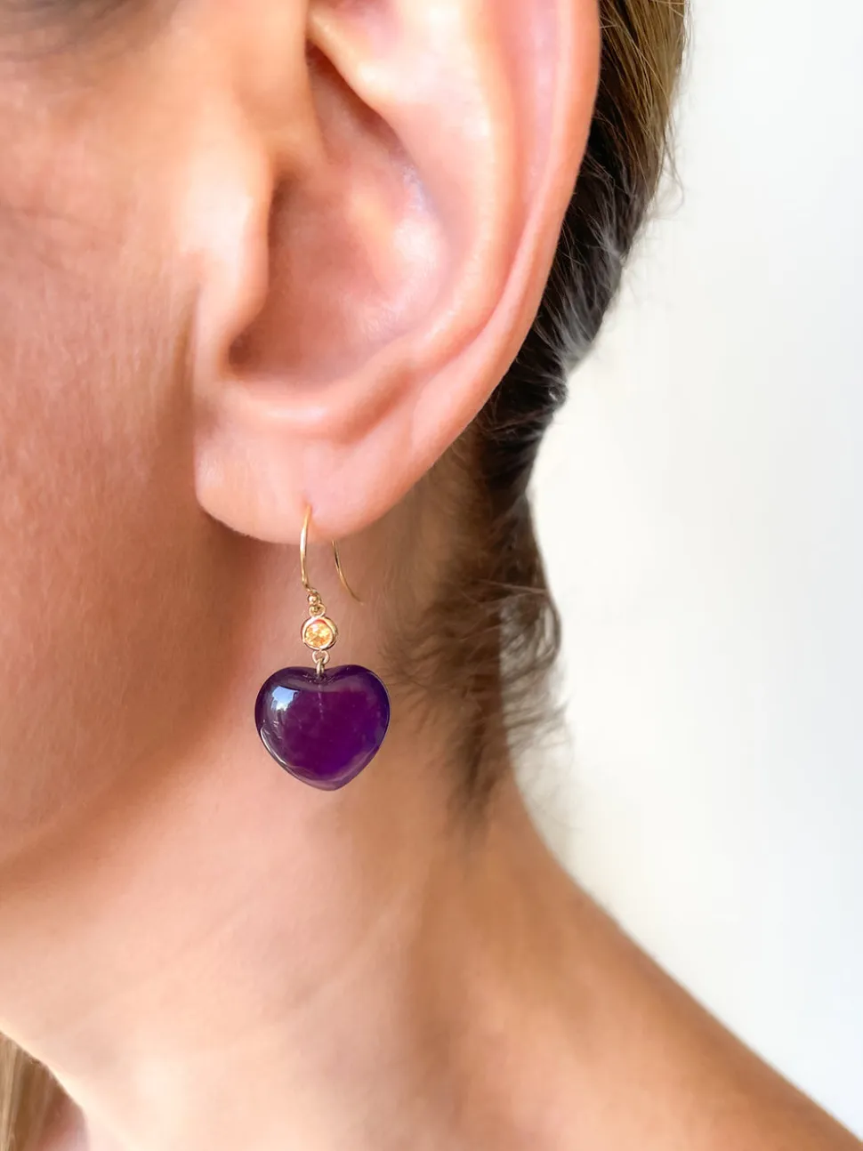 Petits Coeurs Amethyst & Sapphire Gold Earrings
