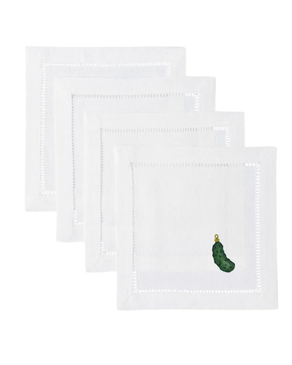Pickle Ornament Cocktail Napkins, Set of 4