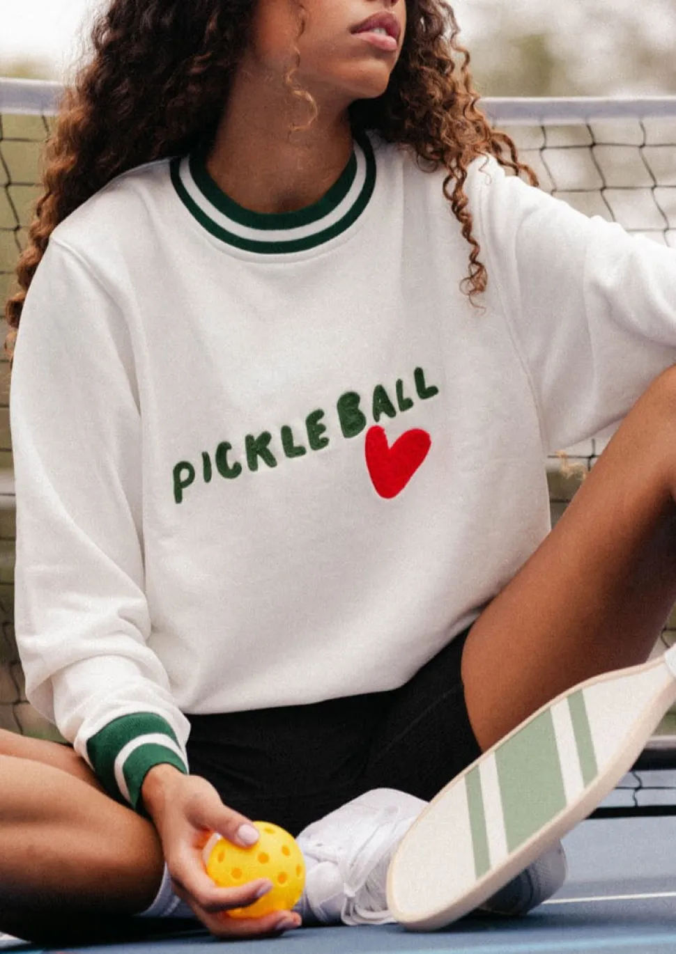 Pickleball Heart Sweatshirt in Cream