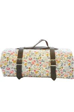 Picnic Blanket Made With Liberty Fabric in Betsy Grey & Capel Mustard