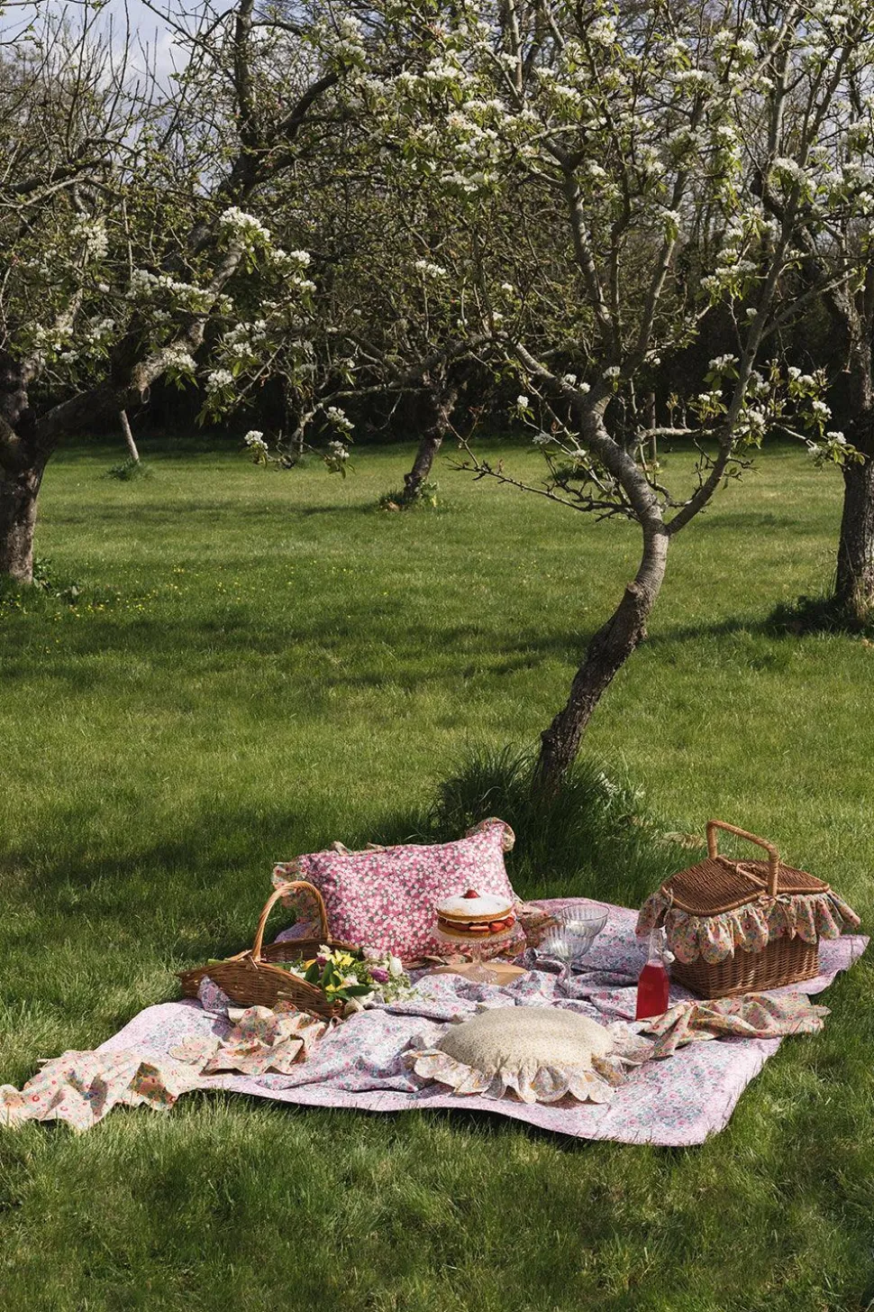 Picnic Blanket Made With Liberty Fabric in Betsy Candy Floss & Mitsi Valeria Pink