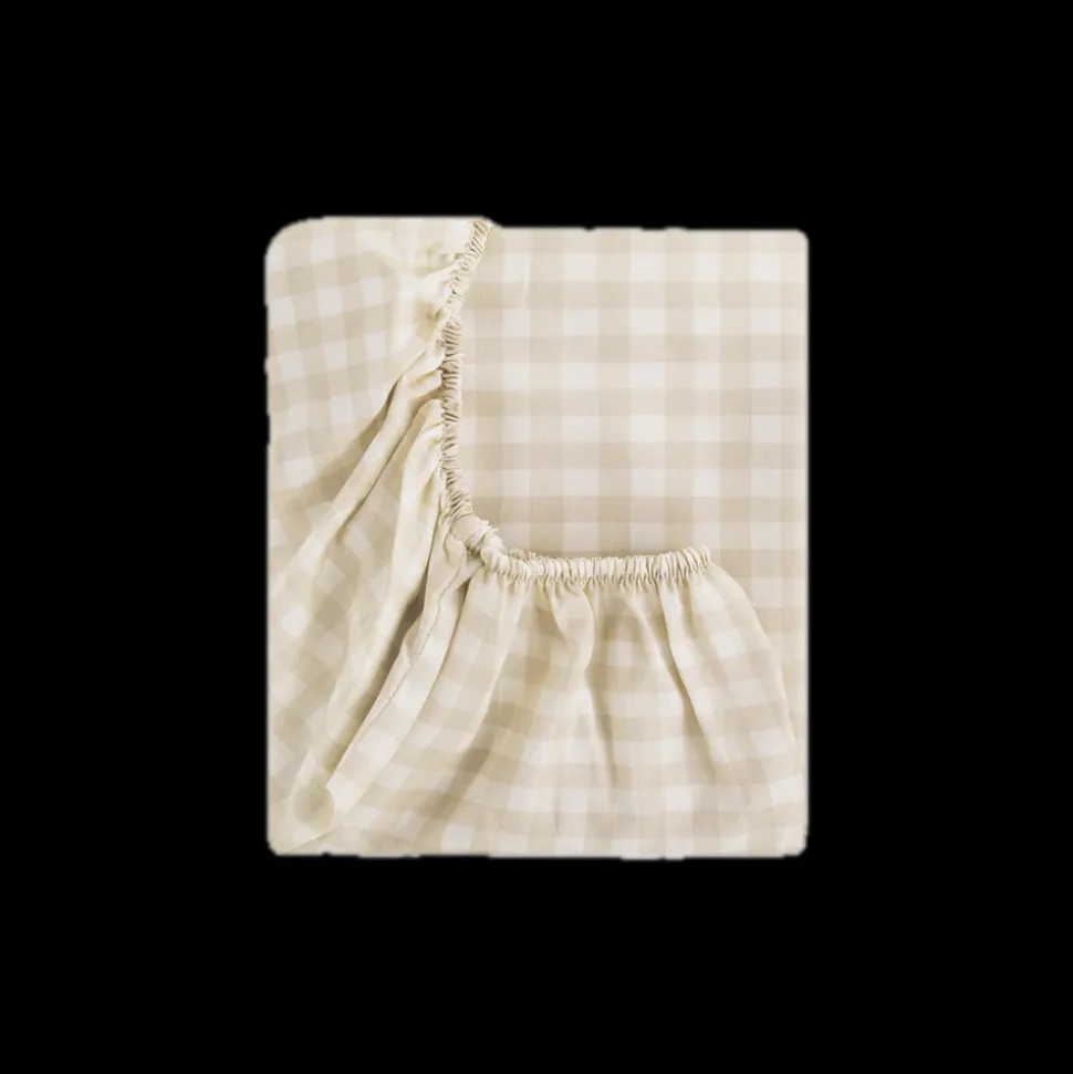 Picnic Gingham Crib Sheet in Beige