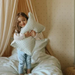 Picnic Gingham Toddler Pillow in Green