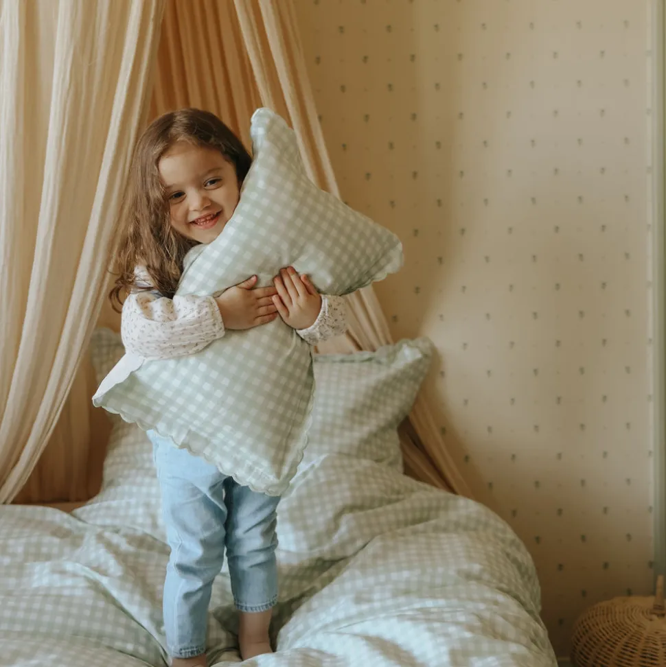 Picnic Gingham Toddler Pillow in Green