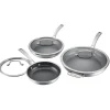 6-Piece Skillet Set – 8" with Cover, 10" with Cover, 12" with Cover in Stainless Steel
