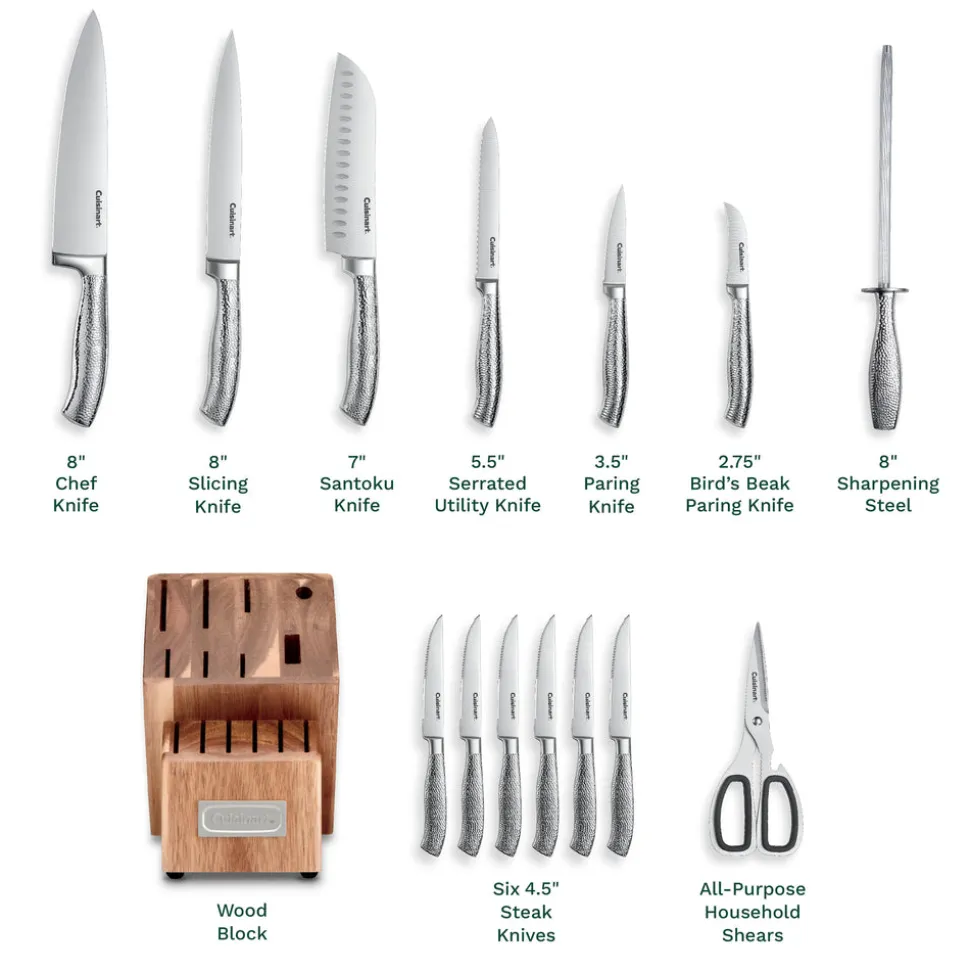 15-Piece Stainless Steel Cutlery Block Set in Stainless Steel