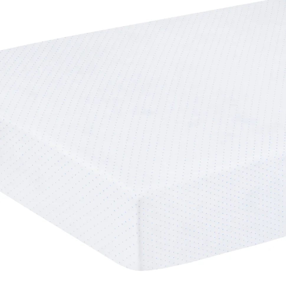 Pima Crib Sheet in Blue Micro Dot