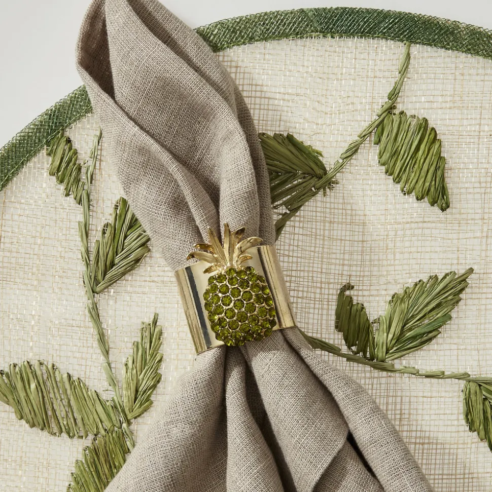 Pineapple Napkin Rings in Olive, Set of Two