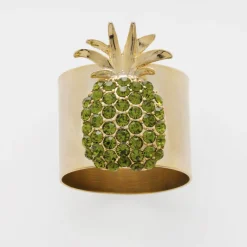 Pineapple Napkin Rings in Olive, Set of Two