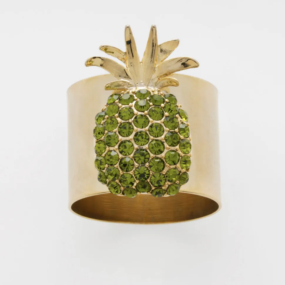 Pineapple Napkin Rings in Olive, Set of Two