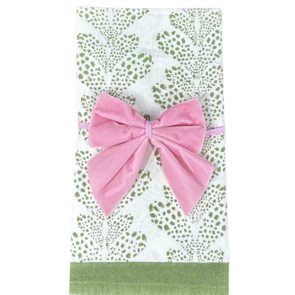 Pink Bow Velvet Napkin Ties, Set of 4