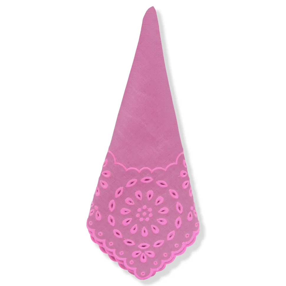 Pink Eyelet Dinner Napkins, Set of 4