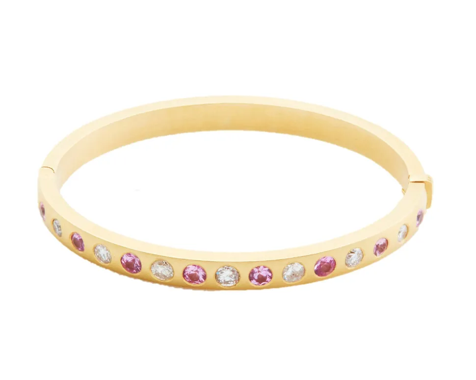Pink Sapphire and Diamond Bangle