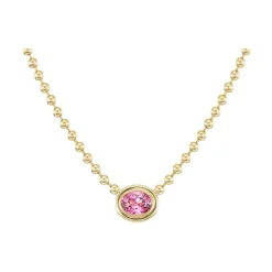 Pink Tourmaline Double Bubble Bezel Necklace