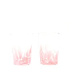 Pink Transparent Spotted Tumblers, Set of Two