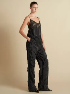 Pinstripe Camisole with Lace Inlay in Navy