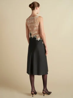 Pinstripe Dress with Lace Encrustation in Black