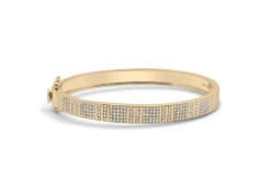 Pinstripe Strength Diamond Bangle Bracelet with Pave Diamonds