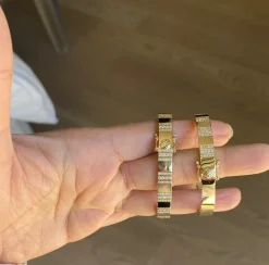 Pinstripe Strength Diamond Bangle Bracelet with Pave Diamonds