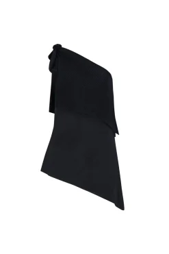 Pinstripe Triangle Draped Top in Black