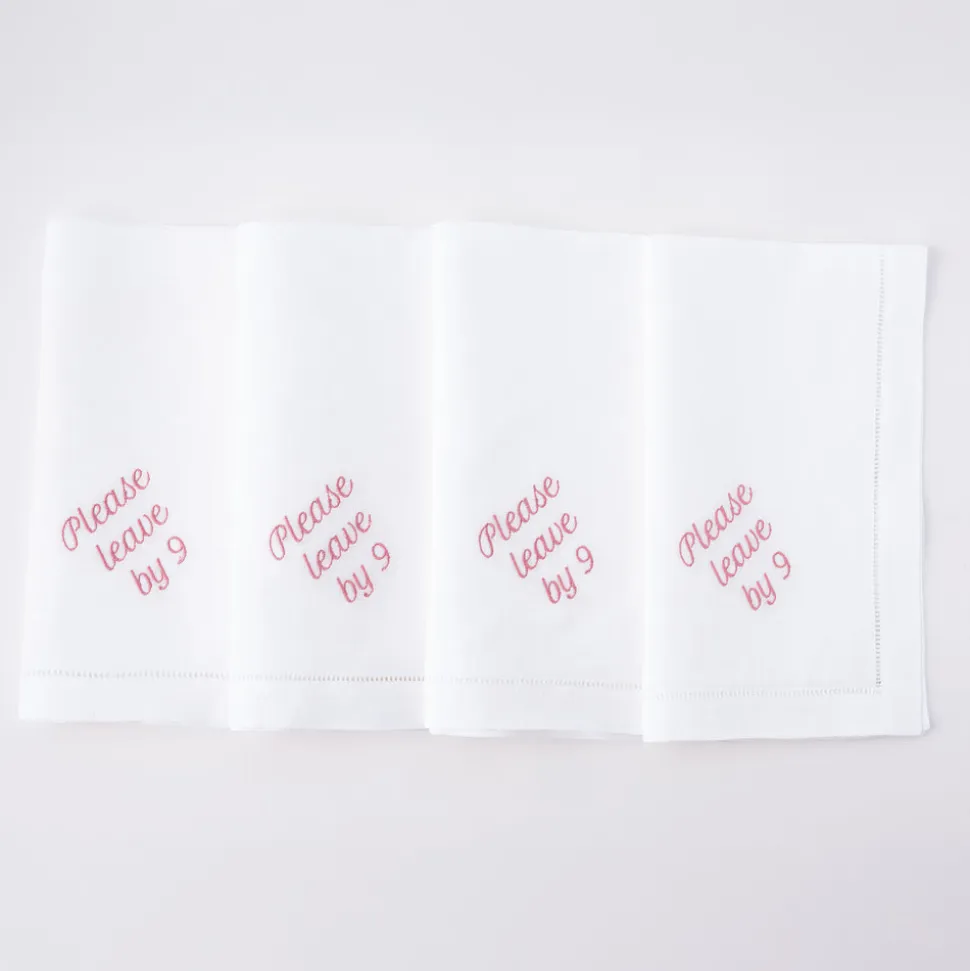 Please Leave by 9 Dinner Napkins, Set of 12