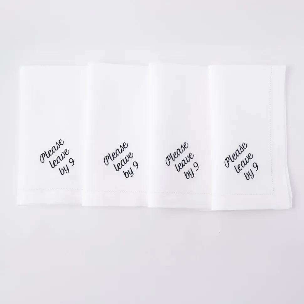 Please Leave by 9 Dinner Napkins, Set of 12