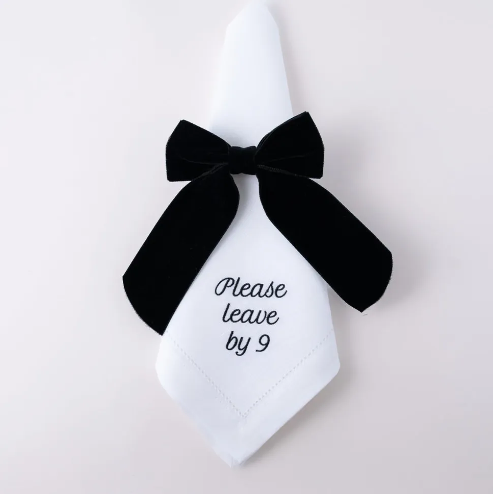 Please Leave by 9 Dinner Napkins, Set of 12