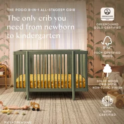 Pogo 8-in-1 Convertible Crib with All-Stages Conversion Kits in Olive