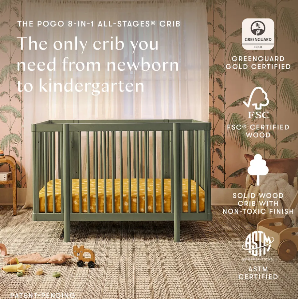 Pogo 8-in-1 Convertible Crib with All-Stages Conversion Kits in Olive