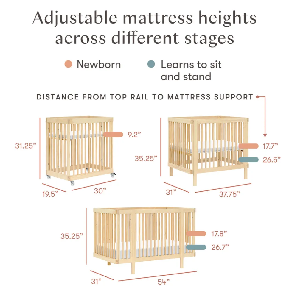 Pogo 8-in-1 Convertible Crib with All-Stages Conversion Kits in Blonde