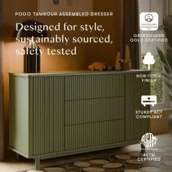 Pogo Tambour Assembled Dresser in Olive