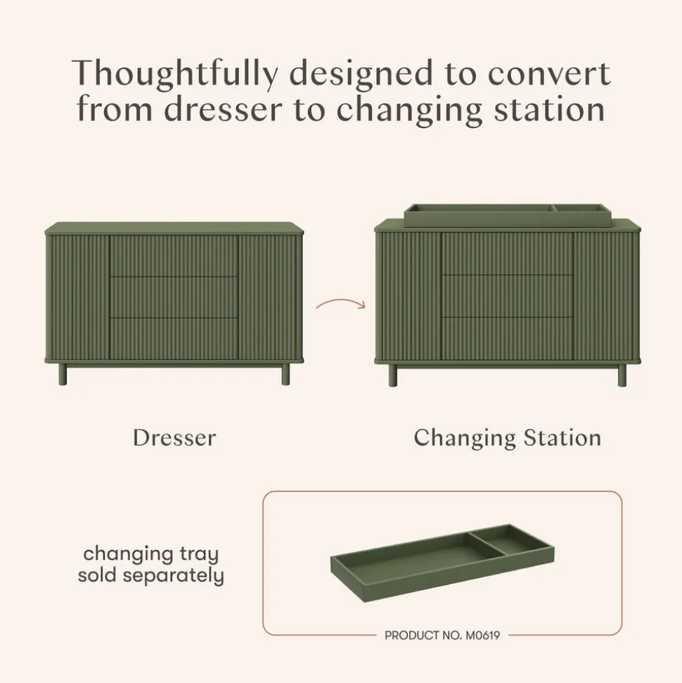 Pogo Tambour Assembled Dresser in Olive