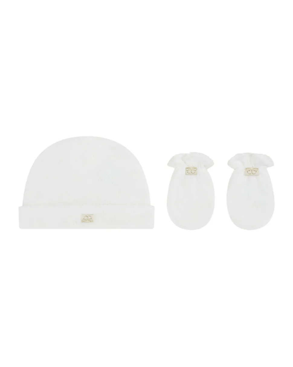 Pointelle Cotton Hat And Mitten Gift Set