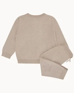 Pointelle Crown Crawler Set in Biscuit