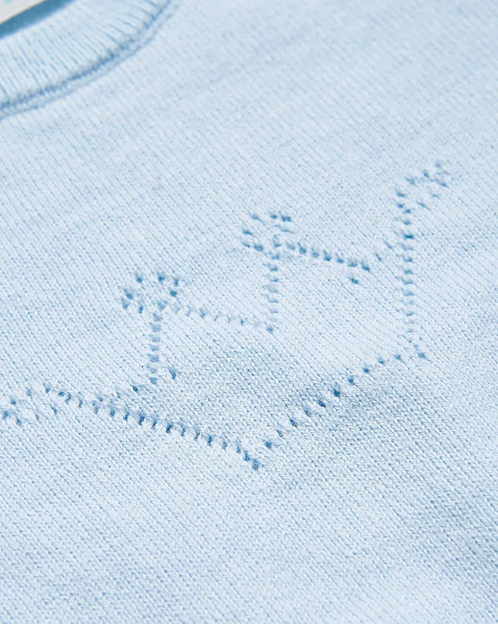 Pointelle Crown Crawler Set in Blue