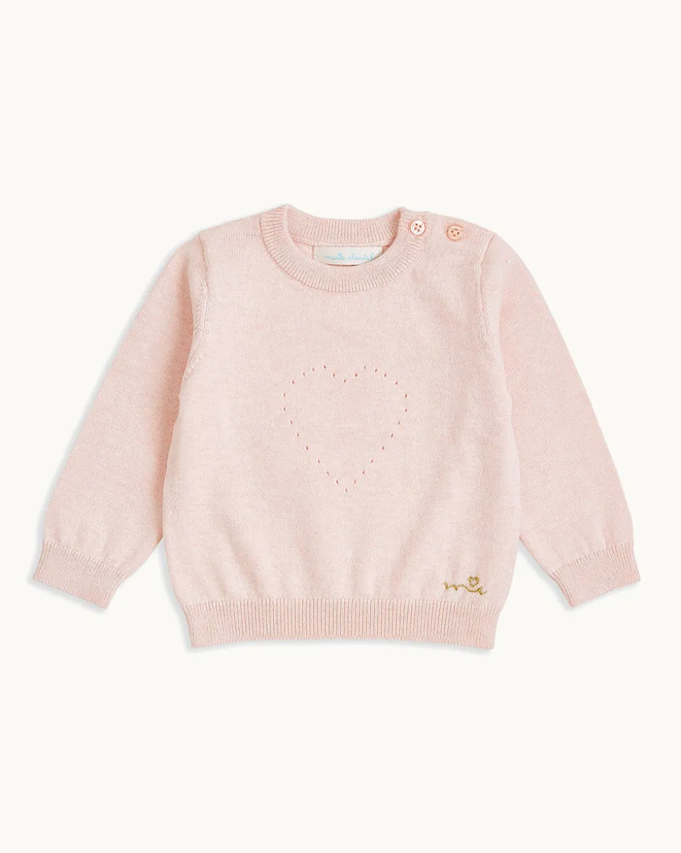 Pointelle Heart Crawler Set in Pink