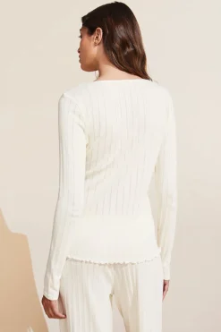 Pointelle Henley in Ivory